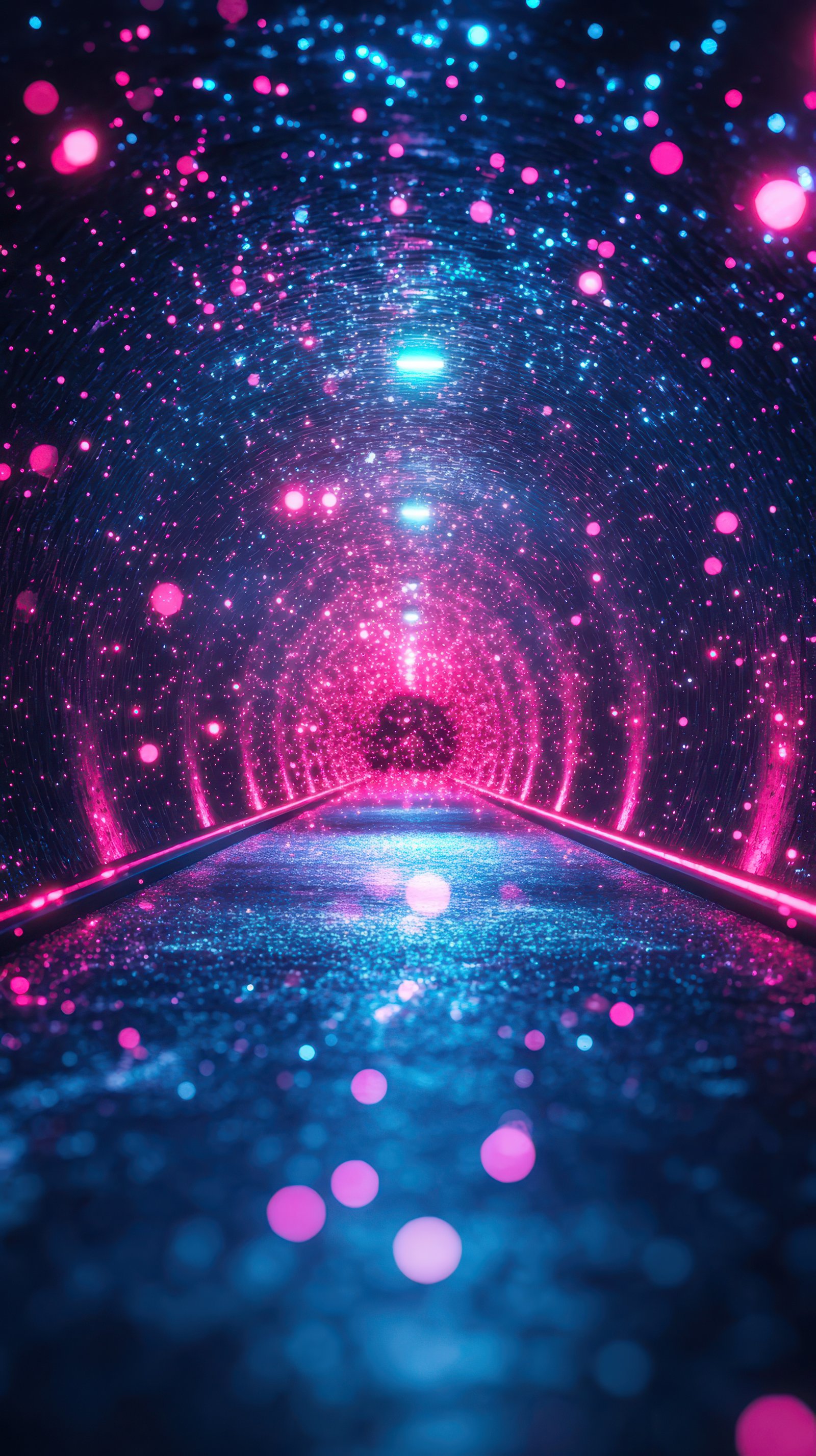 Colorful tunnel of light creates a mesmerizing visual experience at night